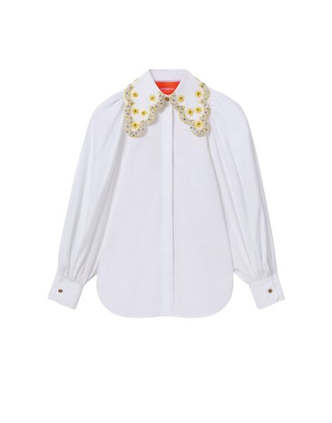 La DoubleJ Pouf Shirt in Solid White - Tops - Milanese Maximalist Fashion at Luxury Shoes 