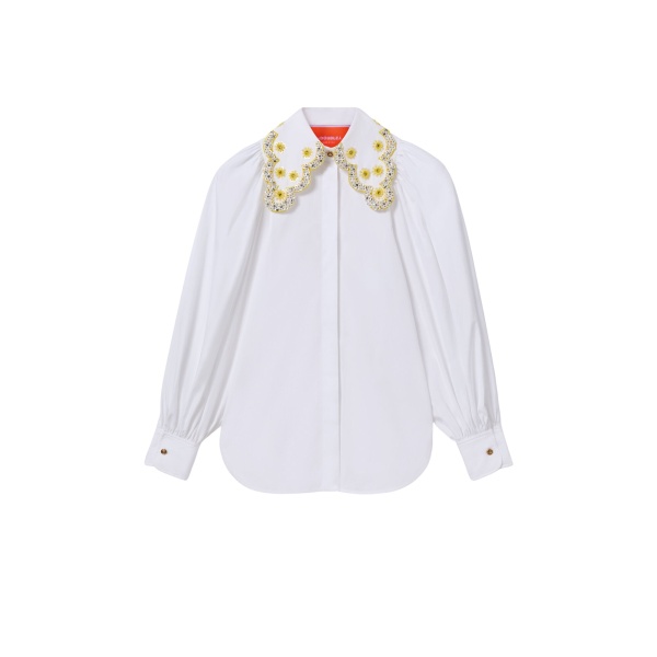 La DoubleJ Pouf Shirt in Solid White - Tops - Milanese Maximalist Fashion at Luxury Shoes 