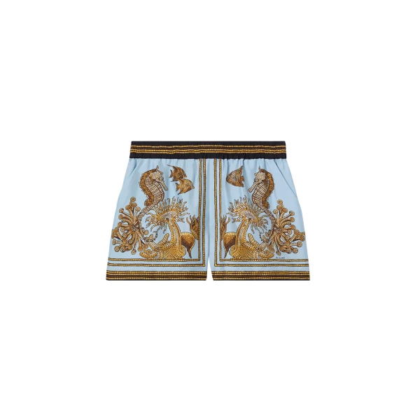 La DoubleJ Pull-Up Shorts in Oceania Placée Light Blue