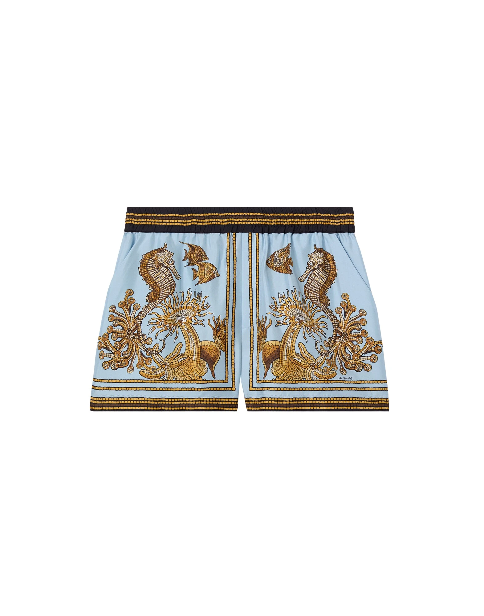 La DoubleJ Pull-Up Shorts in Oceania Placée Light Blue