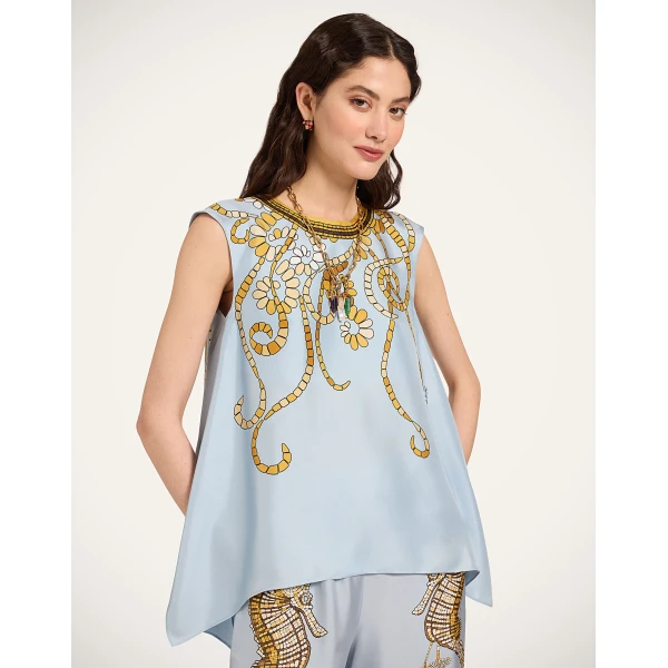 La DoubleJ San Carlo Top in Oceania Placée Light Blue, view 2