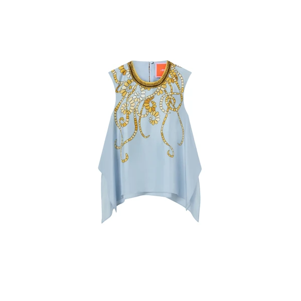 La DoubleJ San Carlo Top in Oceania Placée Light Blue