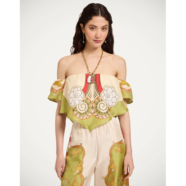 La DoubleJ Sand Dollar Top in Ambrosia Placée Green, view 2