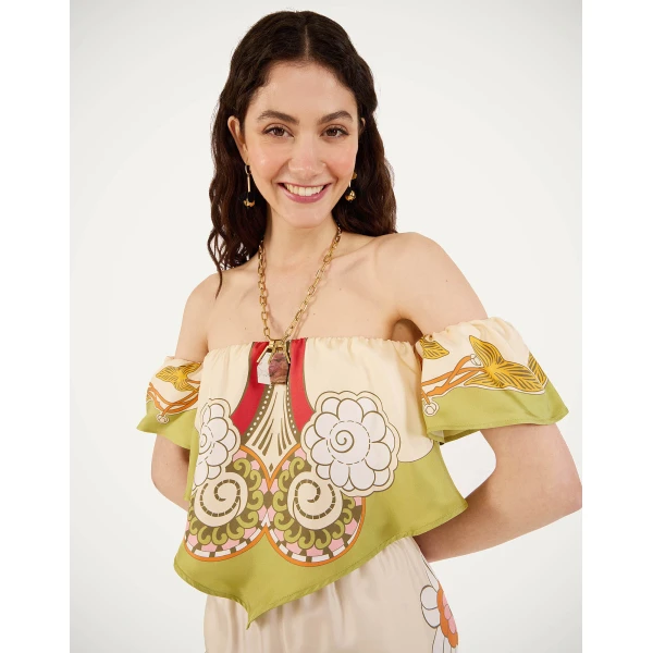 La DoubleJ Sand Dollar Top in Ambrosia Placée Green, view 4