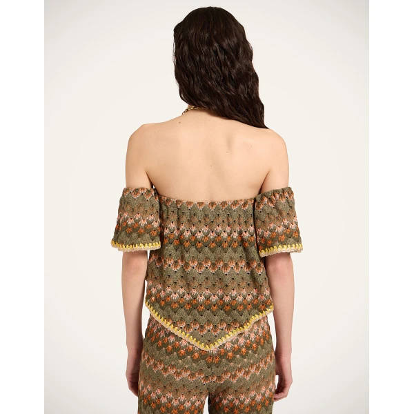 La DoubleJ Sand Dollar Top in Multicolor Green & Orange, view 3