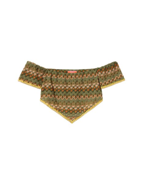 La DoubleJ Sand Dollar Top in Multicolor Green & Orange - Tops - Milanese Maximalist Fashion at Luxury Shoes 