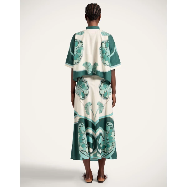 La DoubleJ Sarong Skirt in Blooming Tulip Placée Mint, view 3