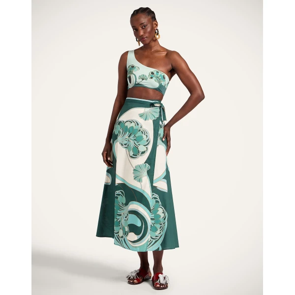 La DoubleJ Sarong Skirt in Blooming Tulip Placée Mint, view 5