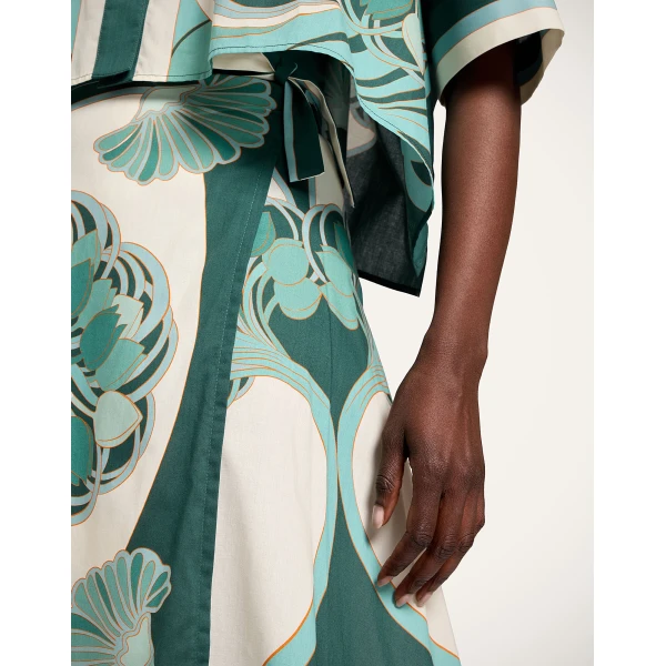 La DoubleJ Sarong Skirt in Blooming Tulip Placée Mint, view 6