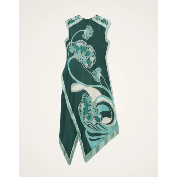 La DoubleJ Scarf Dress in Blooming Tulip Placée Dark Green, view 6