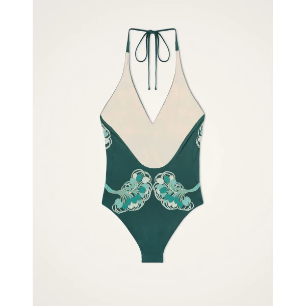 La DoubleJ Sexy Swimsuit in Blooming Tulip Placée Dark Green, view 5