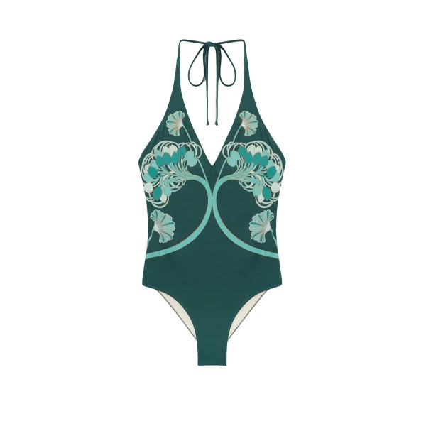 La DoubleJ Sexy Swimsuit in Blooming Tulip Placée Dark Green