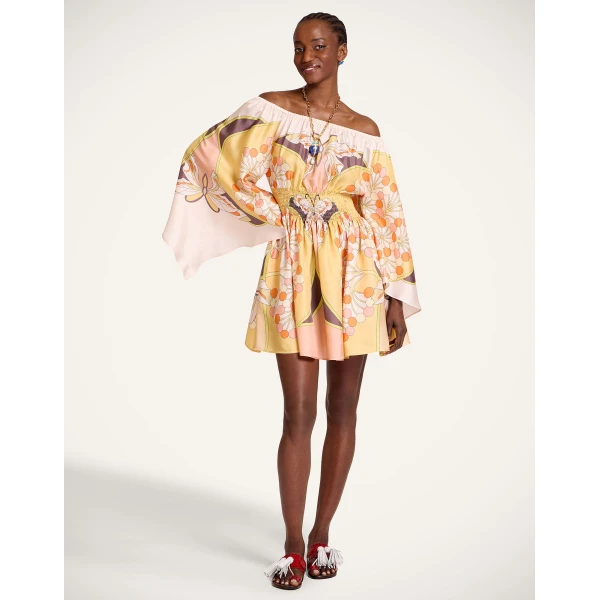 La DoubleJ Sienna Mini Dress in Florette Placée Pale Pink, view 2