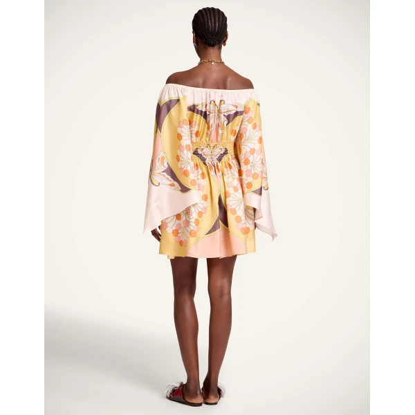 La DoubleJ Sienna Mini Dress in Florette Placée Pale Pink, view 3