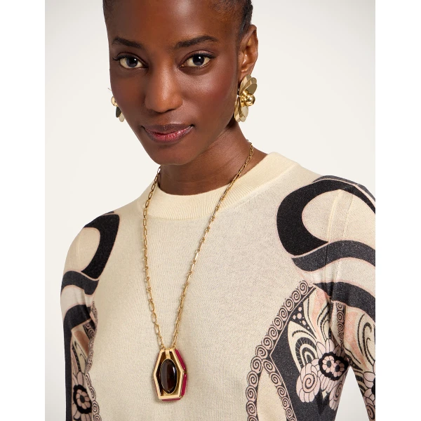 La DoubleJ Silky Crew Neck in Ambrosia Placée Pale Pink Knit, view 6
