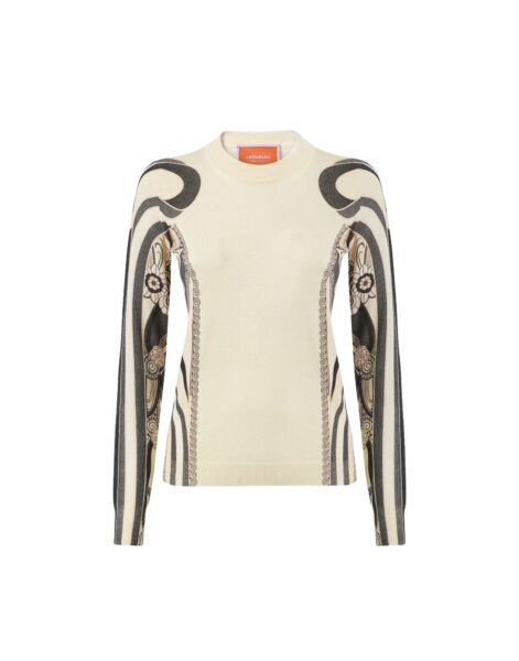 La DoubleJ Silky Crew Neck in Ambrosia Placée Pale Pink - Knitwear - Milanese Maximalist Fashion at Luxury Shoes 