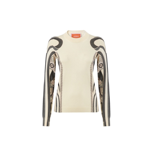 La DoubleJ Silky Crew Neck in Ambrosia Placée Pale Pink - Knitwear - Milanese Maximalist Fashion at Luxury Shoes 