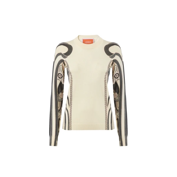 La DoubleJ Silky Crew Neck in Ambrosia Placée Pale Pink Knit