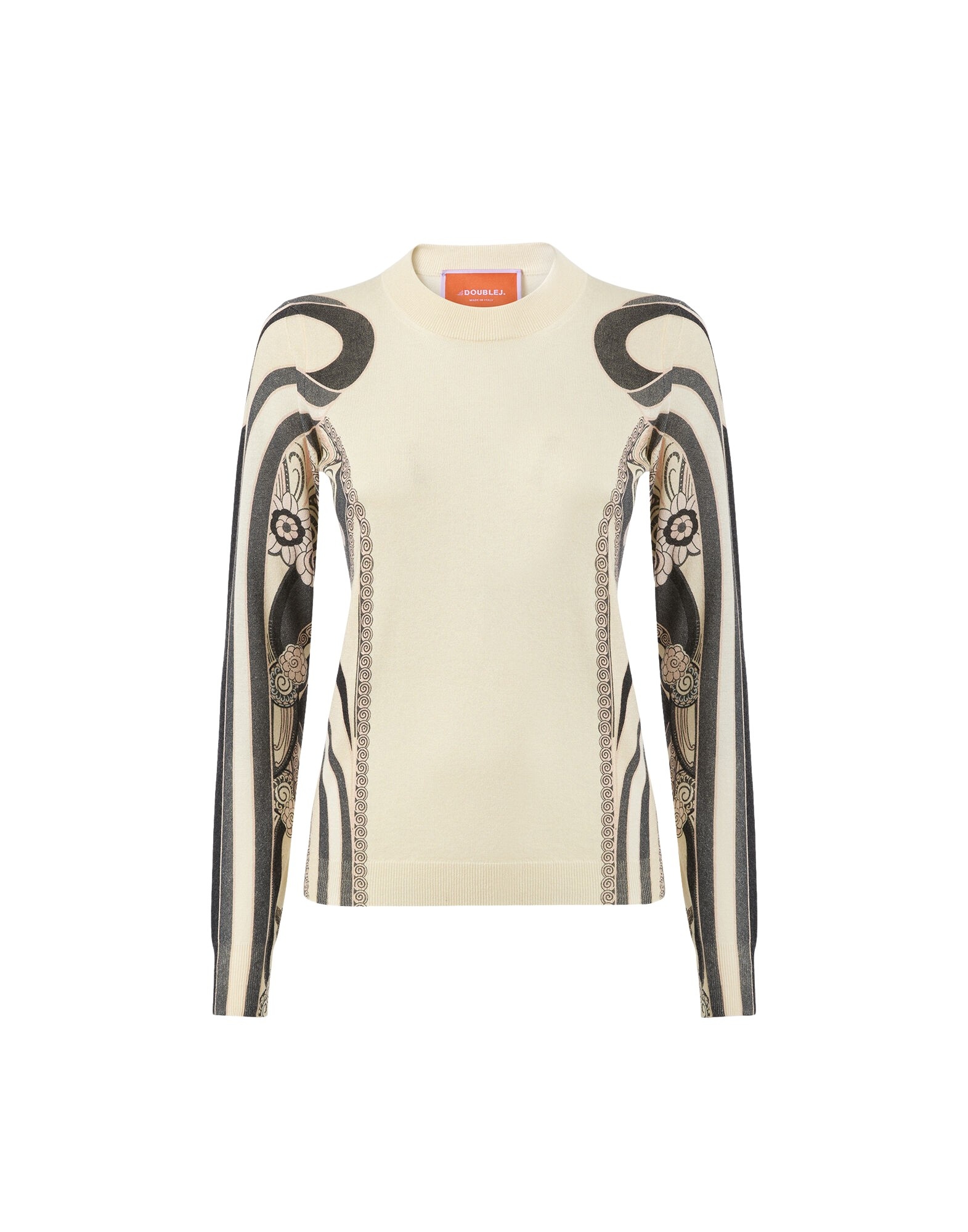 La DoubleJ Silky Crew Neck in Ambrosia Placée Pale Pink Knit