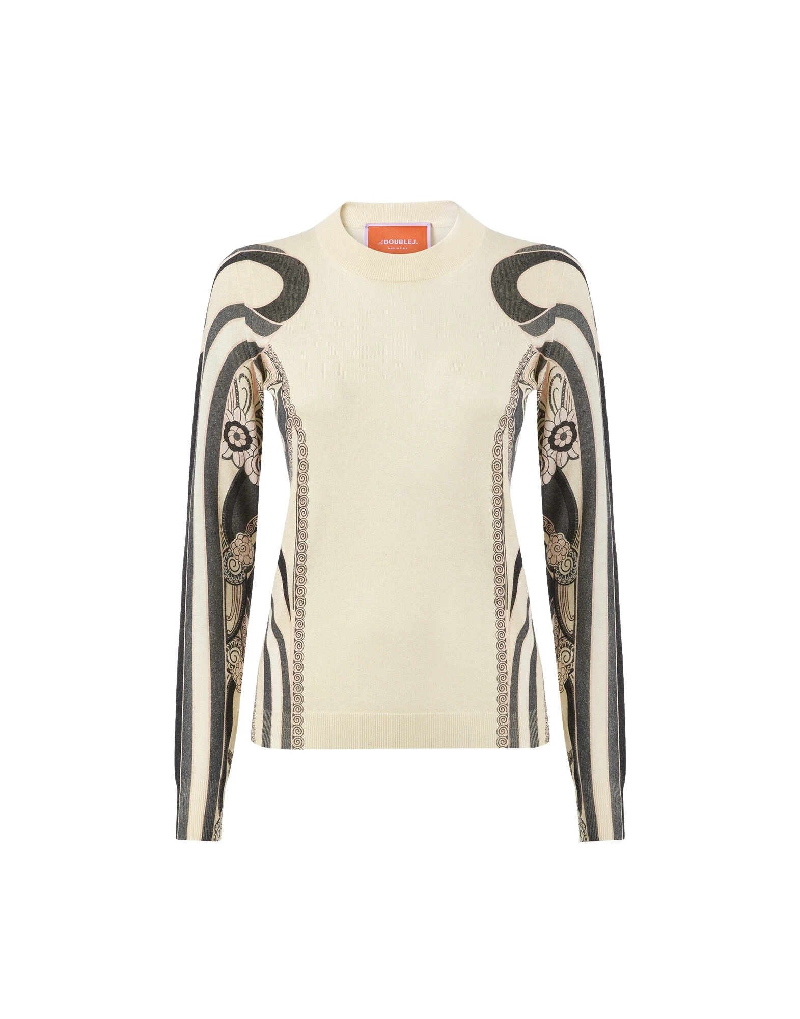 La DoubleJ Silky Crew Neck in Ambrosia Placée Pale Pink Knit