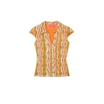 La DoubleJ Sleeveless Stretch Polo in Smarties Orange Top