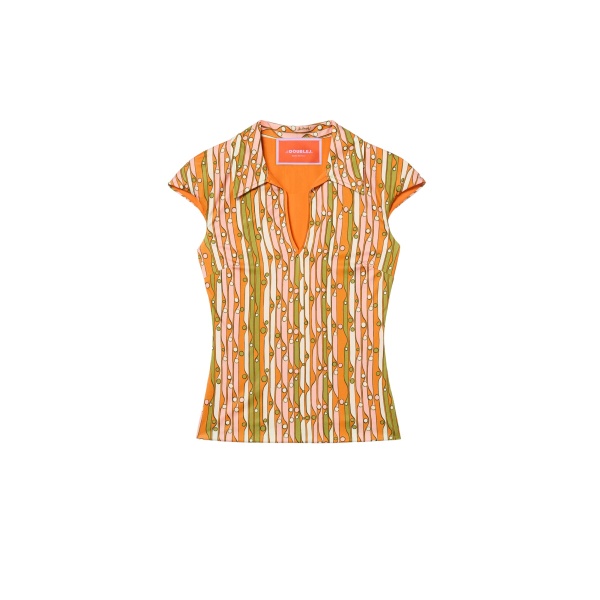 La DoubleJ Sleeveless Stretch Polo in Smarties Orange - Tops - Milanese Maximalist Fashion at Luxury Shoes 
