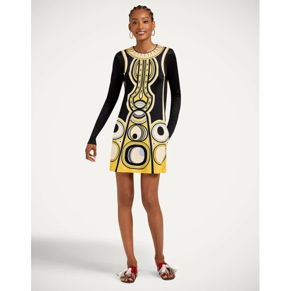 La DoubleJ Slinky Mini Swing Dress in Sanctuary Placée Black, view 2