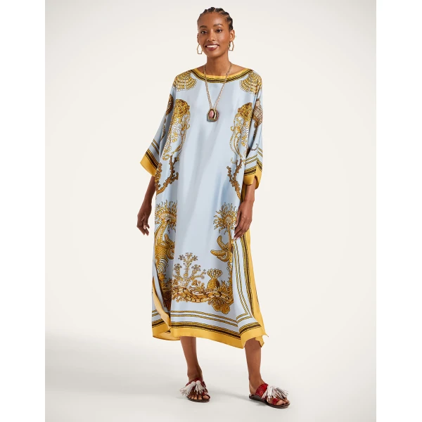 La DoubleJ Square Kaftan in Oceania Placée Light Blue, view 2