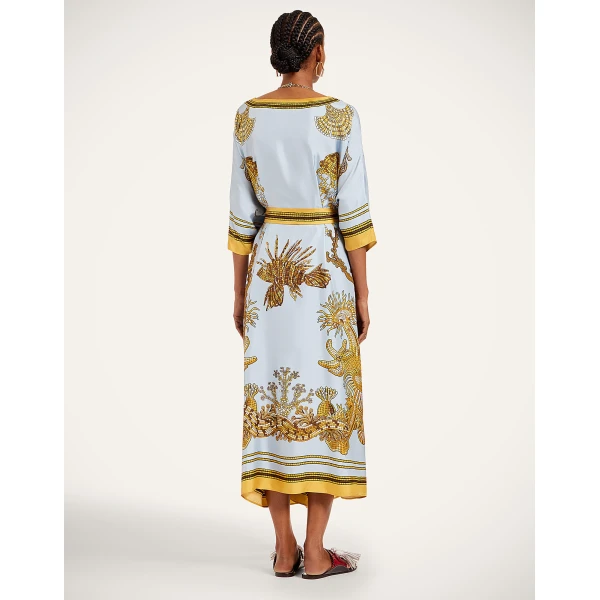 La DoubleJ Square Kaftan in Oceania Placée Light Blue, view 3