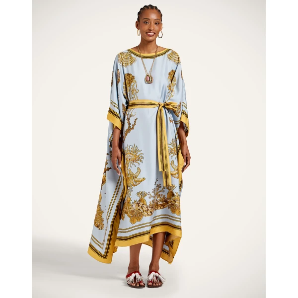 La DoubleJ Square Kaftan in Oceania Placée Light Blue, view 4