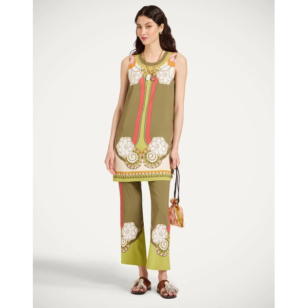 La DoubleJ Stretch Tunic in Ambrosia Placée Green, view 4
