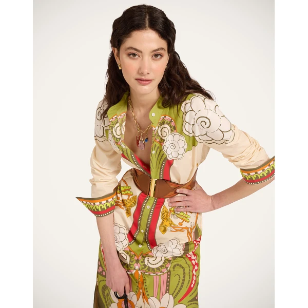 La DoubleJ Sundowner Tunic in Ambrosia Placée Ivory, view 4