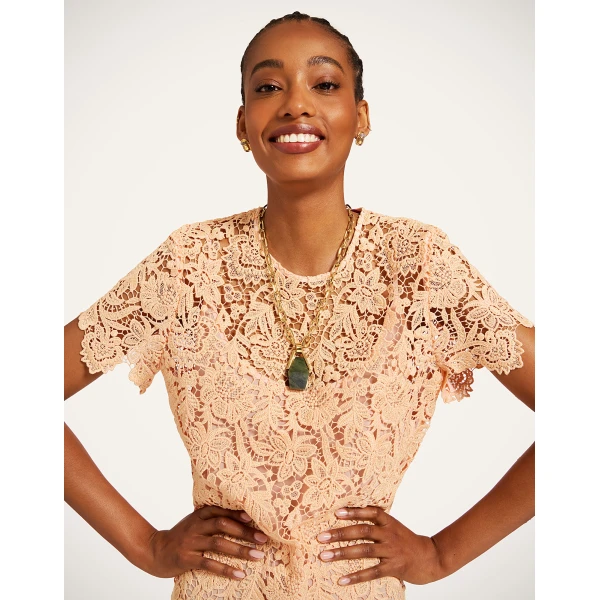 La DoubleJ Super Swing Dress in Solid Apricot, view 5