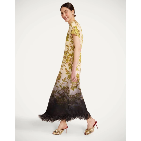 La DoubleJ Swing Dress in Oasis Ombré Placée Green & Black, view 2
