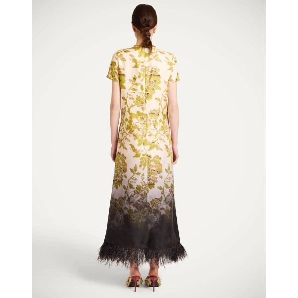 La DoubleJ Swing Dress in Oasis Ombré Placée Green & Black, view 3