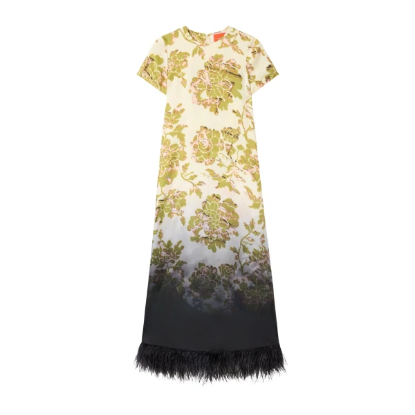 La DoubleJ Swing Dress in Oasis Ombré Placée Green & Black