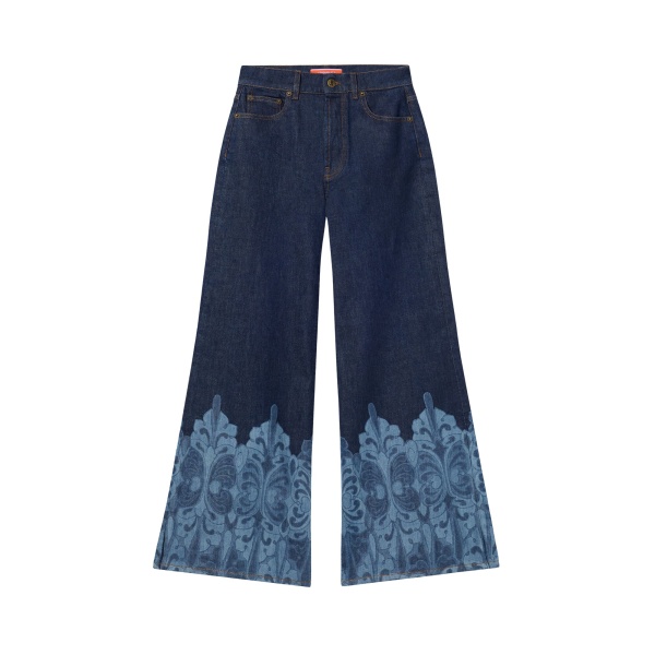La DoubleJ The Cropped Flare Jean in Cocoon Placée Indigo - Pants - Milanese Maximalist Fashion at Luxury Shoes 