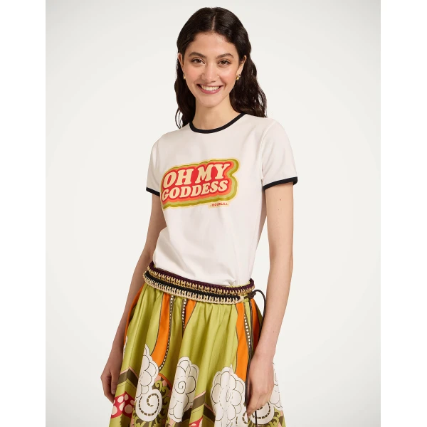 La DoubleJ The Cu-Tee Crop in Solid Ecru Top, view 2