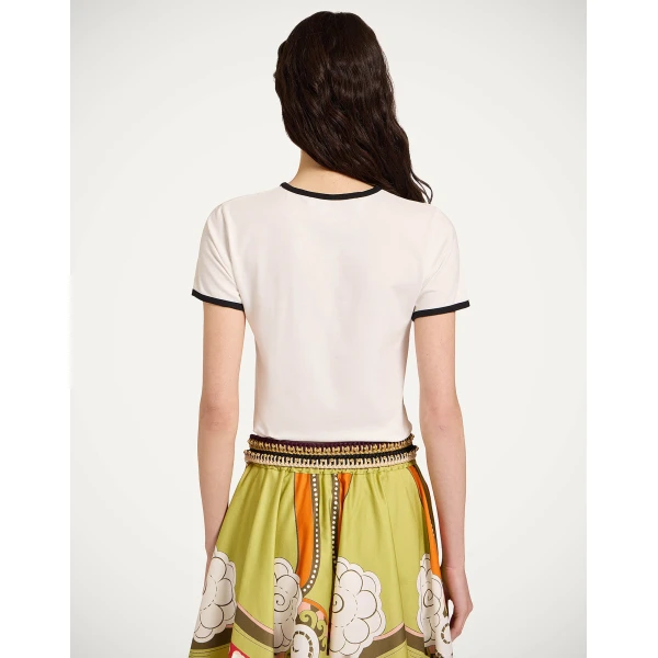 La DoubleJ The Cu-Tee Crop in Solid Ecru Top, view 3