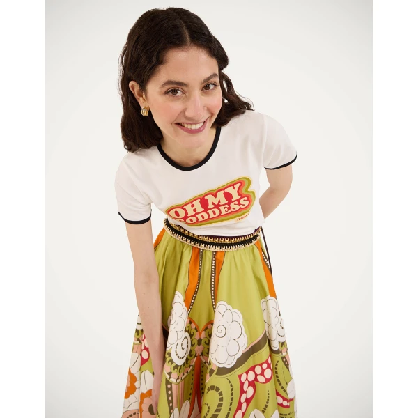 La DoubleJ The Cu-Tee Crop in Solid Ecru Top, view 5