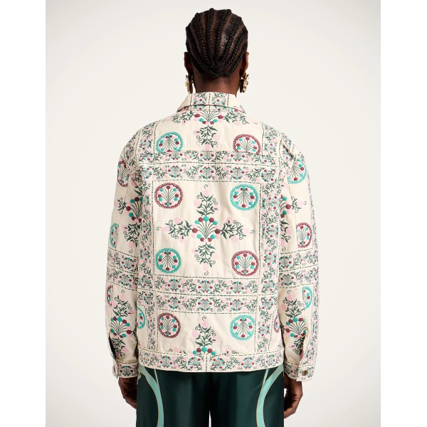 La DoubleJ The Oversized Jean Jacket in Florette Tiles Ecru, view 3