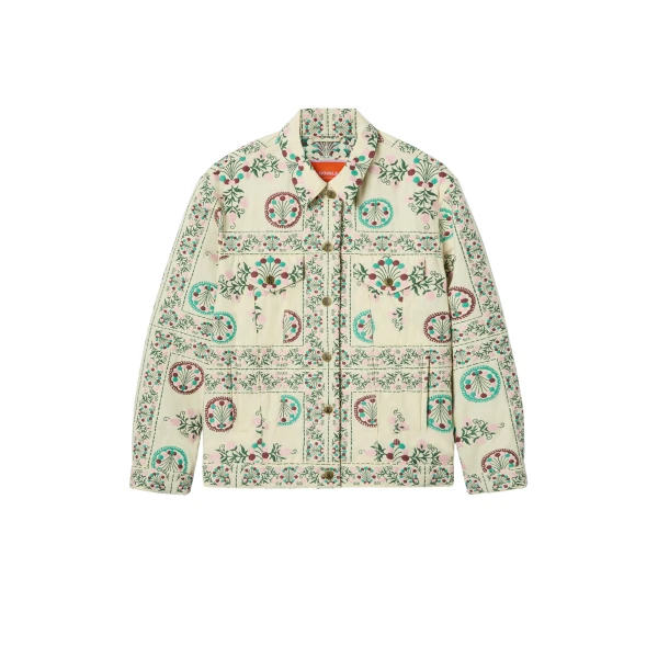 La DoubleJ The Oversized Jean Jacket in Florette Tiles Ecru