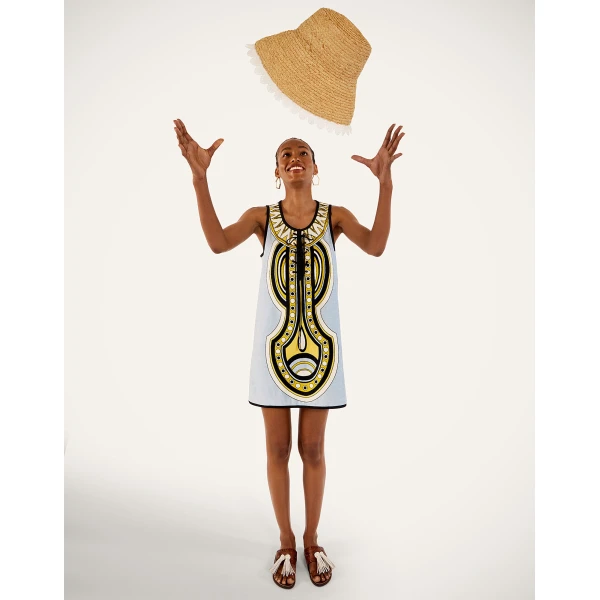 La DoubleJ Totem Mini Dress in Sanctuary Placée Light Blue, view 5