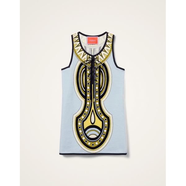 La DoubleJ Totem Mini Dress in Sanctuary Placée Light Blue - Dresses - Milanese Maximalist Fashion at Luxury Shoes 