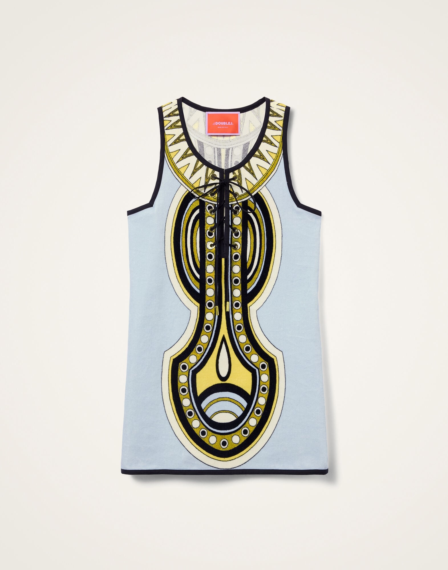 La DoubleJ Totem Mini Dress in Sanctuary Placée Light Blue - Dresses - Milanese Maximalist Fashion at Luxury Shoes 