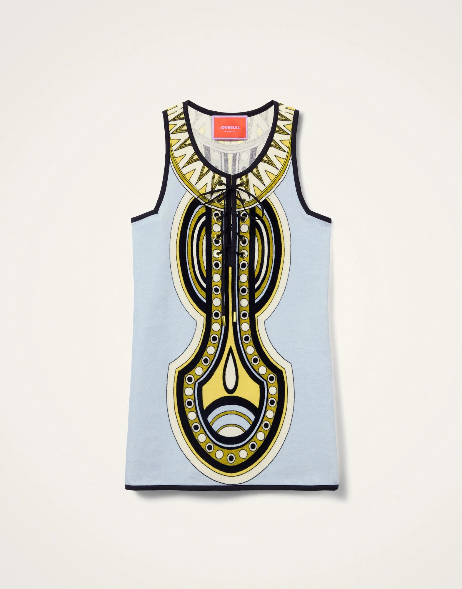 La DoubleJ Totem Mini Dress in Sanctuary Placée Light Blue - Dresses - Milanese Maximalist Fashion at Luxury Shoes La DoubleJ Totem Mini Dress in Sanctuary Placée Light Blue