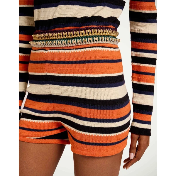 La DoubleJ Veneziana Shorts in Multicolor Orange, view 4