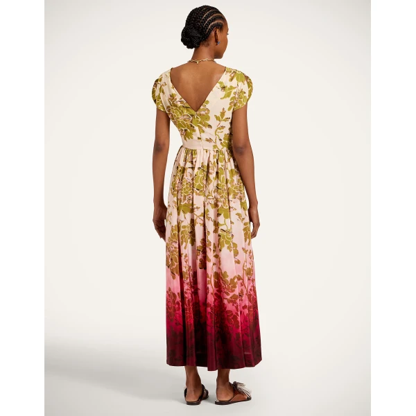 La DoubleJ Waldorf Dress in Oasis Ombré Placée Geen & Red, view 3