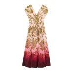 La DoubleJ Waldorf Dress in Oasis Ombré Placée Geen & Red