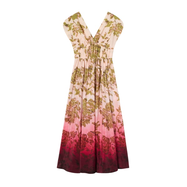 La DoubleJ Waldorf Dress in Oasis Ombré Placée Geen & Red - Dresses - Milanese Maximalist Fashion at Luxury Shoes 